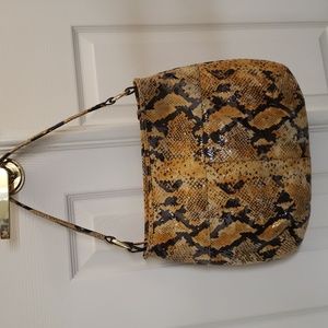 B. Makowski Leather Snakeskin Print Shoulder Purse